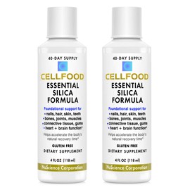 Cellfood Essential Silica Anti-Aging Formula, 4 fl oz, 2 Pack - Supports Healthy Bones, Joints, Hair, Skin, Nails, Teeth & Gums - Easy to Absorb - Gluten Free, Thiaminase Free, Non-GMO - 80-Day Supply