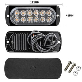 Super Bright LED Strobe Light, Strobe Flash, Daylight, 12 LED, Flashing, Emergency Warning Light, For Universal Cars, 12 V, 24 V, Cars, Motorcycles, Trucks, (White)