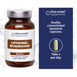 Blue Ocean Supplements Blue Ocean Supplements C Shiitake C World's First and Only Powerful Liposomal Mushroom Technology C 60 Capsules C 60 Days' Supply C Take 1 Per Day C Vegan C Gluten Free