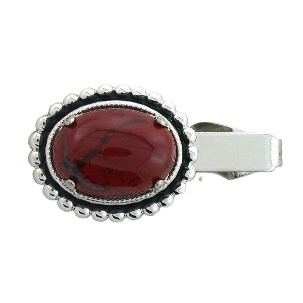 1 1/2 INCH 18x13 OVAL BRECIATED JASPER CABOCHON SILVER COLOR