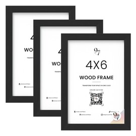 97 Decor Black 4x6 Picture Frames (3 Pack) - Black Wooden Frames for 4x6 Photos, Wall Mount or Tabletop Display