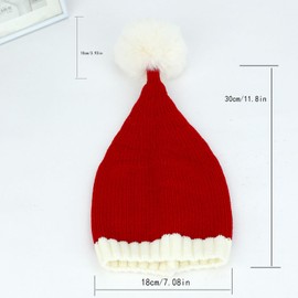 Kids Baby Knitted Santa Hat Warm Christmas Beanie Knit Hat for Unisex Toddler Newborn Infant Xmas Holiday Party Supplies Red and White