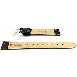 12mm Dark Brown Genuine Leather Watchband | Round Alligator Crocodile Grain, Lightly Padded Replacement Watchstrap that brings New Life to Any Watch (Womens Standard Length)