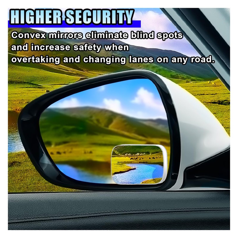 2PCS Blind Spot Car Mirror, HD Glass Rotate Adjustable Car