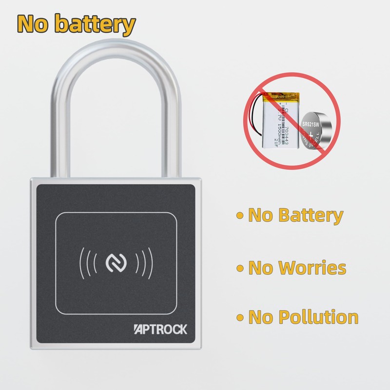 Battery Free Smart Padlock,Keyless Smart Lock, Electronic Lock,Smart Outdoor Lock,