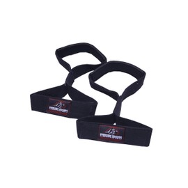 Sterling Sports® Figure 8 Straps Padded Cuff Weight lifting Gym Bar Strength Training Wrist Wraps (Black)