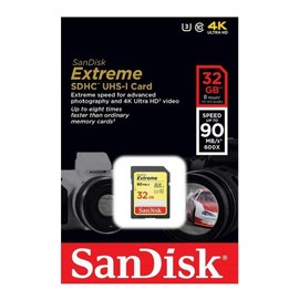 SanDisk SD Card 4GB 8GB 16GB 32GB 64GB 128GB 256GB Memory Cards for Camera Photo High Resolution Video Recording DSLR 4K Professional Storage (32GB SD Card Extreme)