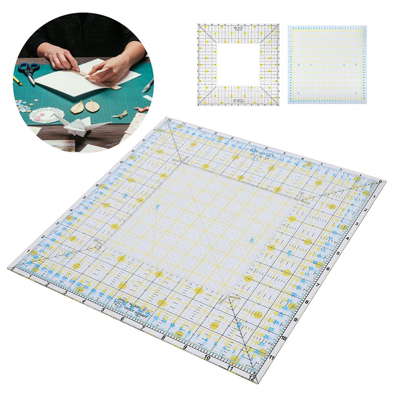 2Pcs Quilting Ruler Square Acrylic DIY Cloth Patch‑Work for Measuring