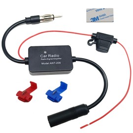 Universal 12V Car cBooster Stereo FM AM Signal Amplifier, Power Supply DIN Plug Connector Adapter for Car Vehicle Stereo, Audio, Radio, Media, Head Unit Receiver.