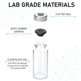 10 Pack 10ml Sealed Sample Vials, Transparent Glass Vials with Self Healing Injection Port