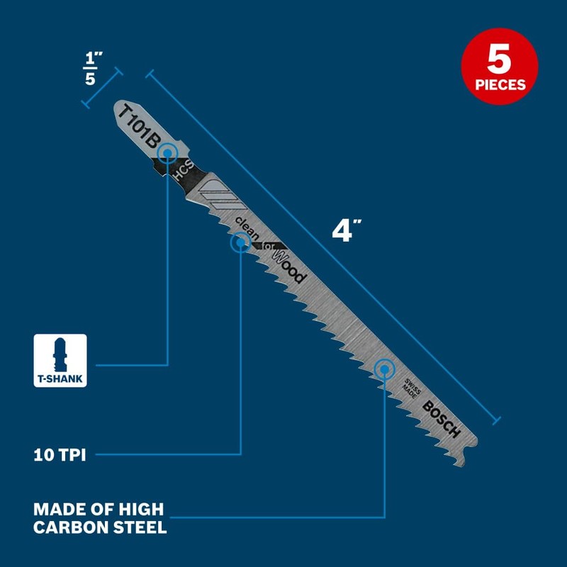 Bosch T101B 5 pc. 4 in. 10 TPI Variable Pitch