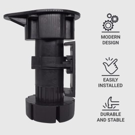 Diforma 4 Pcs Black Plastic Height Adjustable Furniture Legs with Clips Kitchen Furniture Feet Cabinet Legs Screws Included