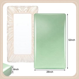 Hahafelt 2 Pcs Satin Soft Crib Sheets Silky Baby Mattress Sheet 52''x28''x8'' Crib Sheets for Baby with Sensitive Hair Boys and Girls Newborn Infant Unisex Fitted Sheet(Sage Green, Beige)
