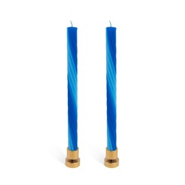 Rope Candles (2 Pack) - Joyful Spiral Design Taper Candlesticks | Bright Colors | 7/8” diam x 11” Length | Designed by Lex Pott | Made in USA (Blue)