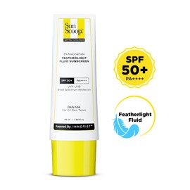 Sunscoop's 3% Niacinamide Fluid Sunscreen| SPF 50+ PA++++| Super light formula| Prevents tanning & sunburn| Reduces pigmentation| Non-Comedogenic| 45ml