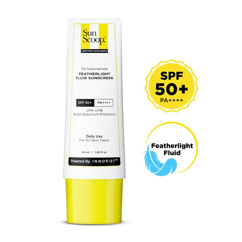 Sunscoop's 3% Niacinamide Fluid Sunscreen| SPF 50+ PA++++| Super light