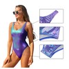 SHEKINI Women's Metallic Shiny Bathing Suit Scoop Neck Backless One