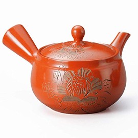 Vermilion Teapot No. 3 Button Carving Y943