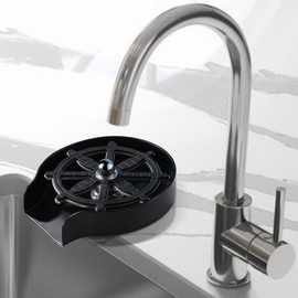 IALTRUISTIC Glass Rinser for Kitchen Sink, 8 Powerful Spraying Jets 360° Rotating Cup Washer for Sink, Cup Rinser Attachment Cleaner for Home, Washer for Sink, Cafe or Bar (Matt Black)