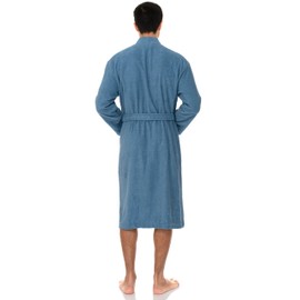 TowelSelections Mens Robe, Kimono Terry Cloth Bathrobe, Cotton Bath Robe for Men 2X-3X Blue Heaven