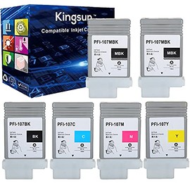 KSI Compatible Ink Cartridge Pigment Replacement for Canon PFI107 PFI-107 IPF6705B001 iPF670 iPF680 iPF685 iPF780 iPF770 iPF785 (2MBK, 1BK, C, M, Y) 6 Pack
