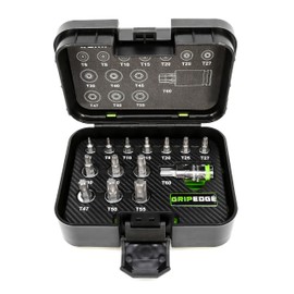 GRIPEDGE Tools | 14PC RPT Star Driver Set | Sizes T6 - T60 | 1/4'' - 3/8'' - 1/2'' Drive | Made With S2 Steel | Includes Premium Plastic Case With A Foam Insert |