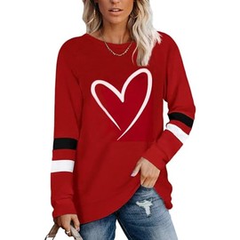 Women's Long Sleeve Red Heart Holiday Shirts RLL M