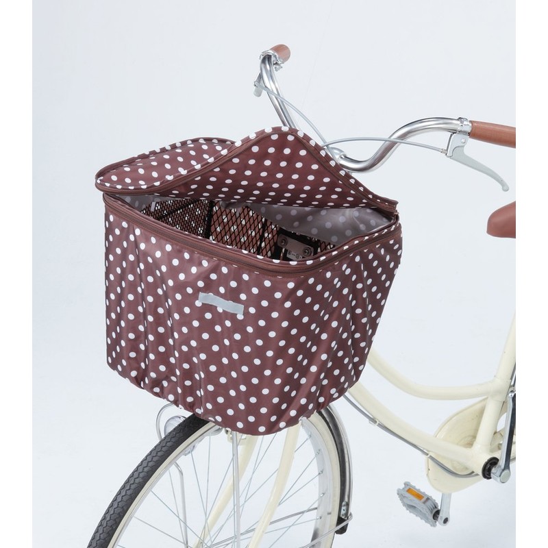 Kawadomi Seisakusho KW-541BR Bicycle, 2-tier Front Basket Cover, Brown Dot