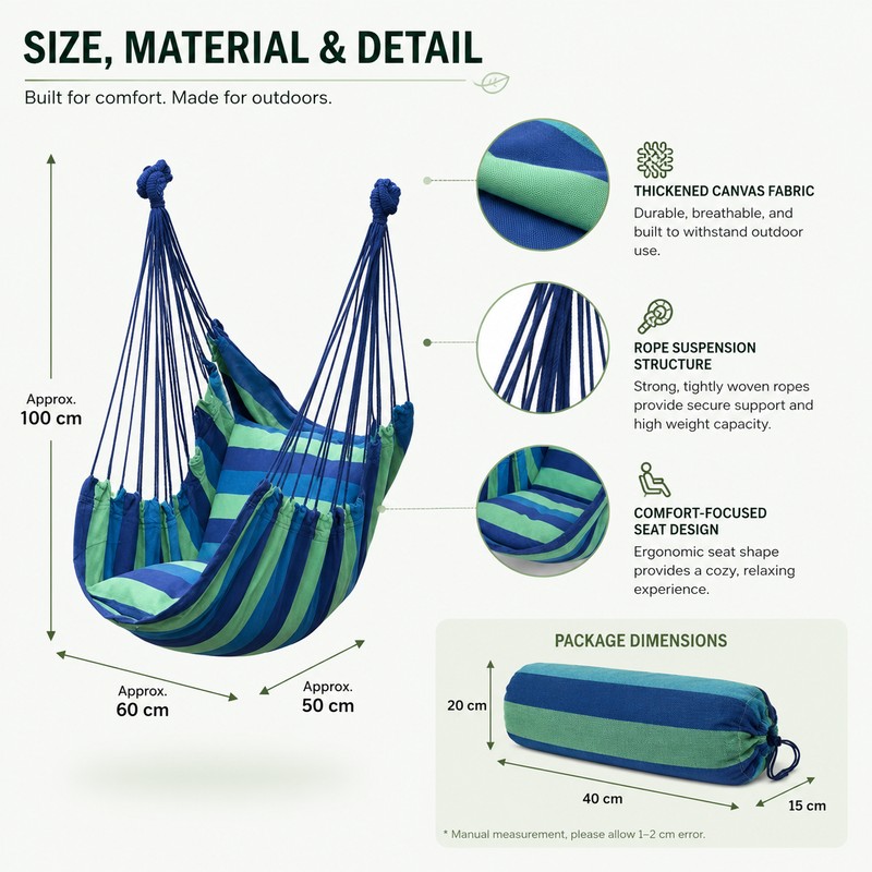 Canvas Hammock Chair for Outdoor Relaxation – Thickened Hanging Swing