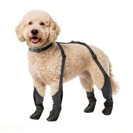 NAMSAN Large Dog Boots with Suspenders Stretchy, Paw Size 3.23" W x 3.70" L, Anti-Slip Dog Rain Booties for Large Dogs, Suspender Winter Warm Pet Shoes, Snow Dog Boots Outdoor Paw Protector, XL