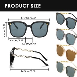 Stylish Women's Sunglasses 4Pack – Trendy Chain-Link PC Frames with UV380 Protection, Lightweight & Chic Accessories for Women (4 Colors: Black, Gray, Champagne, White)