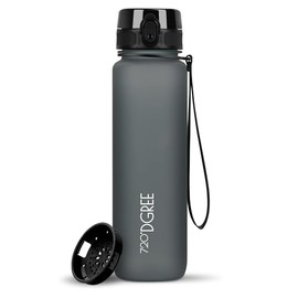 720°DGREE Water Bottle 1 Litre Sports "uberBottle" SoftTouch + Strainer - BPA-Free - Water Bottle for University, Work, Fitness, Bike, Outdoor, Job - Sports Bottle Made of Tritan - Lightweight,