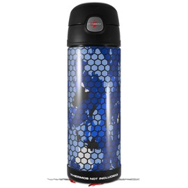 Skin Decal Wrap for Thermos Funtainer 16oz Bottle HEX Mesh Camo 01 Blue Bright (BOTTLE NOT INCLUDED) by WraptorSkinz