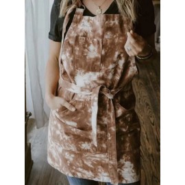 OClark ￼ Apron ￼ Brown And White Bleach Look Heavy Duty With Pockets ￼