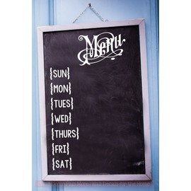 Kitchen Décor Menu Planner for Whiteboard Chalkboard Wall Decals 5.75x10-Inch Wht