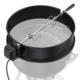 Charkettle Rotisserie Ring Kit for Weber 22-Inch Kettle Charcoal and Other Similar Size Grills, Black Coated Steel BBQ Grill Rotisserie Kit Replacement for Weber 2290