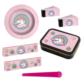 raupir Choosypapers Paper Set Pink Ashtray Filter Tips with Tin Tube