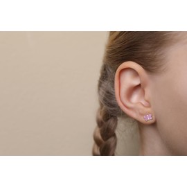 925 Sterling Silver Purple Shimmer Epoxy Butterfly Children's Stud Earrings