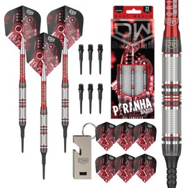 DW Piranha Razor 90% Tungsten Soft Tip Darts, Precision Balanced, Accurate and Durable - Perfect for Professional and Recreational Players (01, 16G), Silver