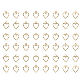 Ruwado 50 pcs Hollow Heart Charm Jewelry Making Kits for Jewelry Making 1.5 x 1.2 cm Cute Accessories for DIY Crafting Project Christmas Tree Décor Necklace Bracelet Keychain Earring Supplies (Gold)