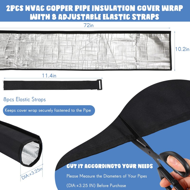 4 Sets 3 Layers HVAC Copper Pipe Insulation Cover 72x10.2