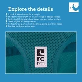 RC Pets Patterned Step in Cirque Harness | Breathable Mesh for Small Dogs | Easy Fit & Washable | All-Day Comfort | Dark Teal, XX-Large