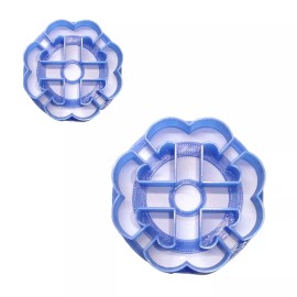 AJT FRENCH CROSS SET OF 2 SIZE CONCHA COOKIE CUTTER MEXICAN SWEET BREAD STAMP PR1781