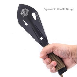 Backpacking Shovel Camping Trowel Serrated Edge with Hex Wrench Ruler Functions Garden Digging Tools with Carrying Bag
