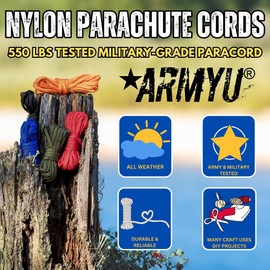 Army Universe Thin Red Line Nylon Paracord 550 lbs Type III 7 Strand USA Made Utility Cord Rope 100 Feet