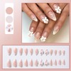 KTAABTR French Tip Press on Nails with Pearls Bow Nail