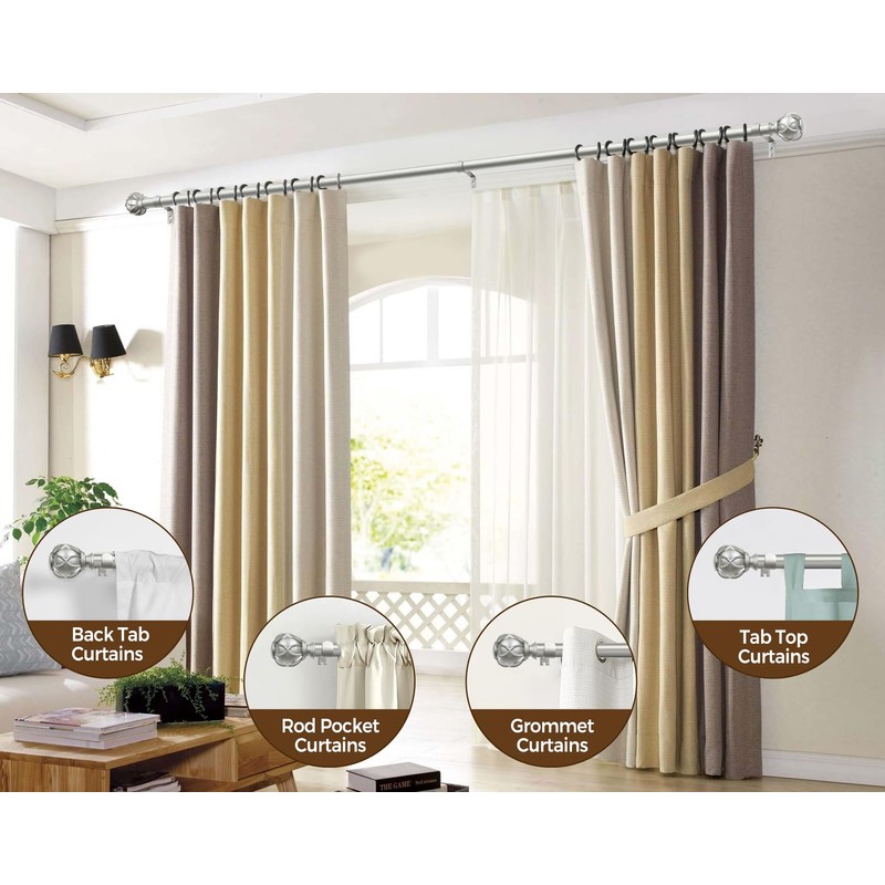 KAMANINA Curtain Rods for Windows 66 to 120 Inch, 7/8