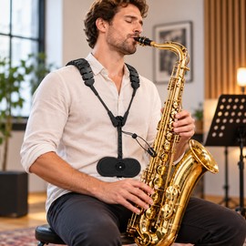 Saxophone Neck & Shoulder Strap for Instrument Support – Reusable Saxophone Lanyard for Music Practice and Performances