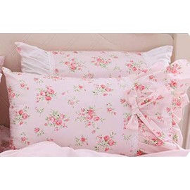 LELVA Floral Ruffle Design Throw Pillow Sham Cushion Square Decoration Pillow Shaped Sofa Bed Throw Pillows (Pillow Shams, Pink)