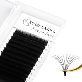 SENSELASHES Easy Fan Lash Extension 03 05 07 C/CC/D Curl 8-20mm Volume Lashes Self Fanning Soft&Matte Black Professional Eyelash Extension Supplies(0.03D 15-20mm)